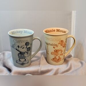 Mickey Disney Coffee Mugs,Baby Blue Mickey, and Tan Mini mouse set of 2 mugs